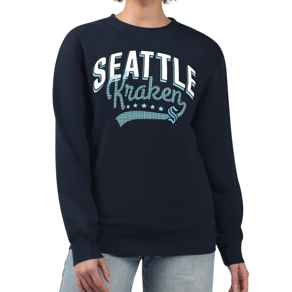 Seattle Kraken G-III 4Her by Carl Banks Women's Filigree Team Graphic Fleece Pullover Sweatshirt Deep Sea Blue