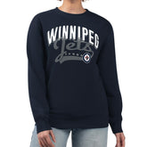Winnipeg Jets - G-III 4Her by Carl Banks Women's Filigree Team Graphic Fleece Pullover Sweatshirt Navy