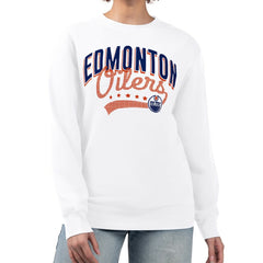 Edmonton Oilers - G-III 4Her by Carl Banks Women's Filigree Team Graphic Fleece Pullover Sweatshirt White