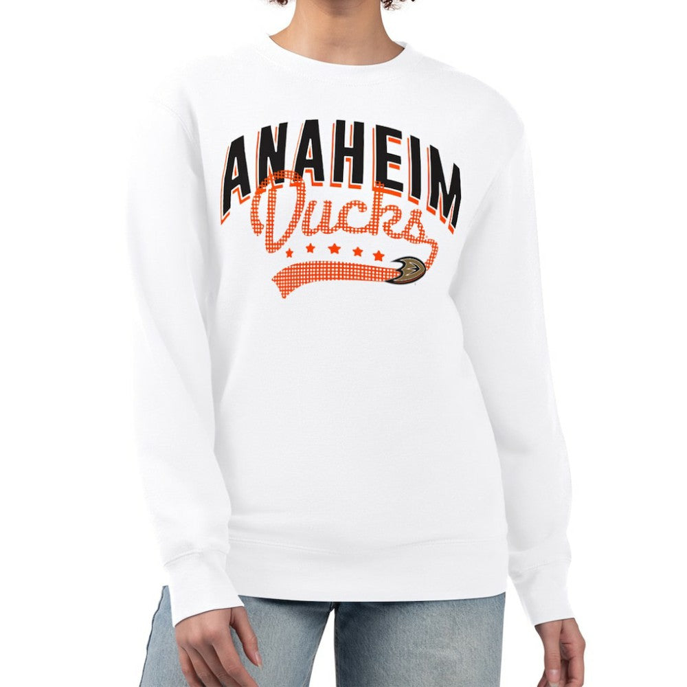 Anaheim Ducks - G-III 4Her by Carl Banks Women's Filigree Team Graphic Fleece Pullover Sweatshirt White