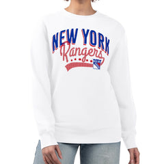 New York Rangers G-III 4Her by Carl Banks Women's Filigree Team Graphic Fleece Pullover Sweatshirt White