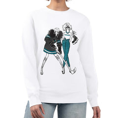 San Jose Sharks - G-III 4Her by Carl Banks Women's Hockey Girls Team Graphic Fleece Pullover Sweatshirt White