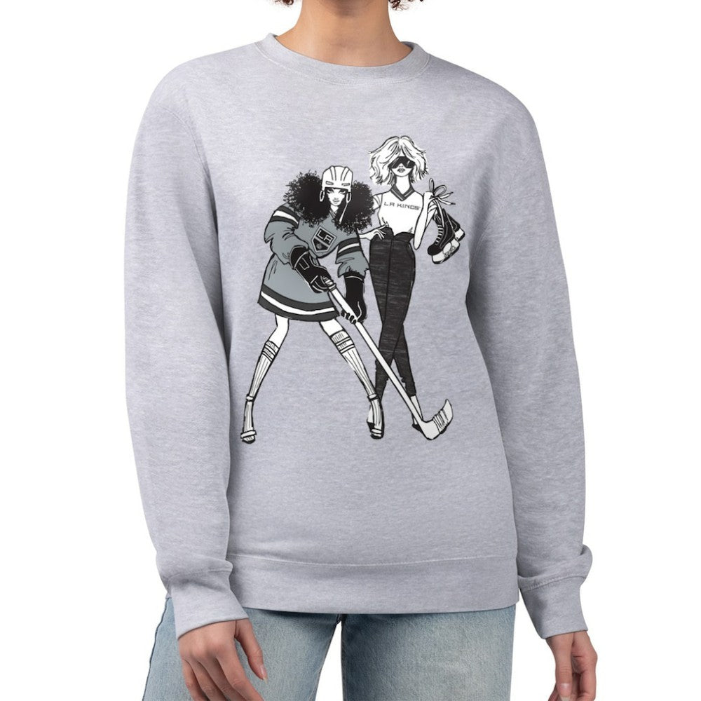Los Angeles Kings - G-III 4Her by Carl Banks Women's Hockey Girls Team Graphic Fleece Pullover Sweatshirt Heather Gray