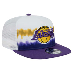 New Era - Los Angeles Lakers Dip-Dye 9FIFTY A-Frame Trucker Snapback Hat - White/Purple