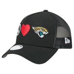 Jacksonville Jaguars New Era Women's Peace & Love Trucker 9FORTY Adjustable Hat Black - NFL