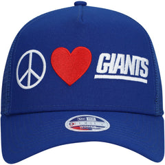 New York Giants New Era Women's Peace & Love Trucker 9FORTY Adjustable Hat Royal - NFL