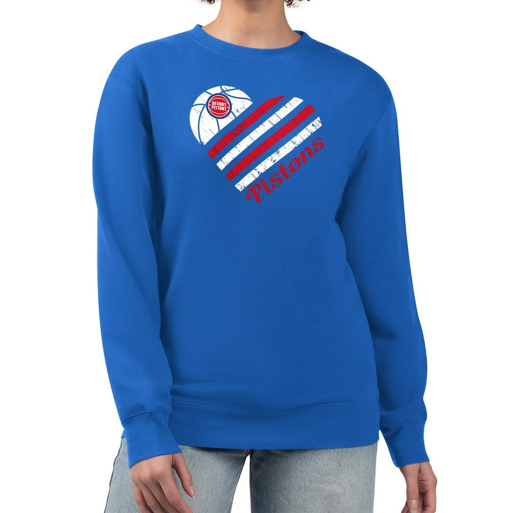 NBA - Detroit Pistons G-III 4Her by Carl Banks Women's Heart Graphic Fleece Pullover Sweatshirt - Royal
