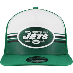New York Jets New Era Striped A-Frame 9FIFTY Adjustable Trucker Snapback Hat White/Green - NFL