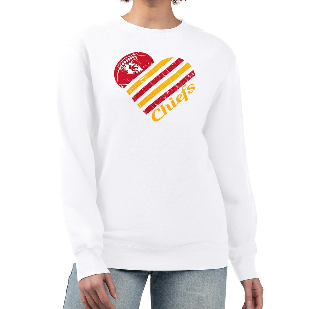 Kansas City Chiefs G-III 4Her by Carl Banks Women's Heart Graphic Fleece Pullover Sweatshirt White - NFL