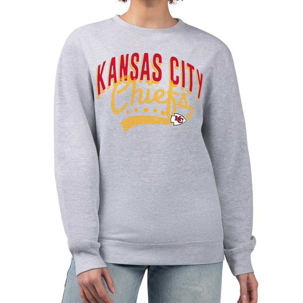 Kansas City Chiefs G-III 4Her by Carl Banks Women's Filigree Logo Graphic Fleece Pullover Sweatshirt Heather Gray - NFL