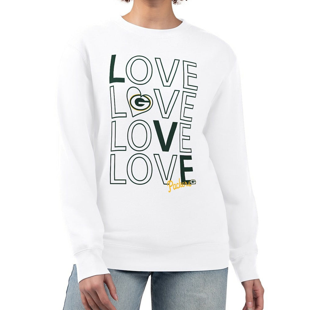 Green Bay Packers G-III 4Her by Carl Banks Women's Lots of Love Graphic Fleece Pullover Sweatshirt White - NFL