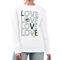Green Bay Packers G-III 4Her by Carl Banks Women's Lots of Love Graphic Fleece Pullover Sweatshirt White - NFL