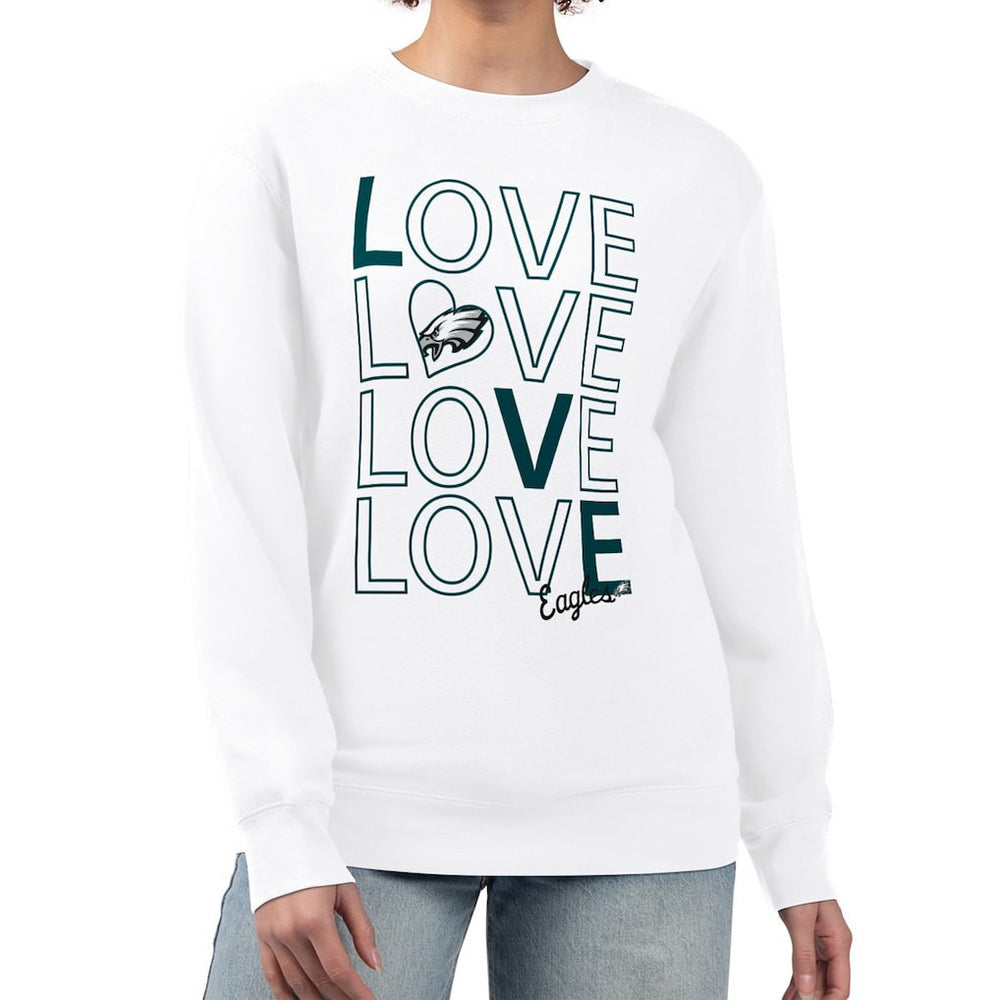 Philadelphia Eagles G-III 4Her by Carl Banks Women's Lots of Love Graphic Fleece Pullover Sweatshirt White - NFL