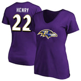 Derrick Henry Baltimore Ravens Women's Plus Size Fair Catch Name & Number Scoop Neck T-Shirt Purple - NFL