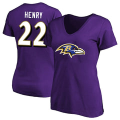 Derrick Henry Baltimore Ravens Women's Plus Size Fair Catch Name & Number Scoop Neck T-Shirt Purple - NFL