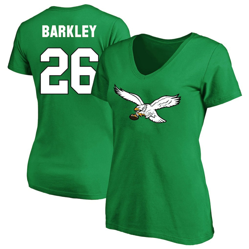 Saquon Barkley Philadelphia Eagles Women's Plus Size Fair Catch Name & Number Scoop Neck T-Shirt Kelly Green - NFL