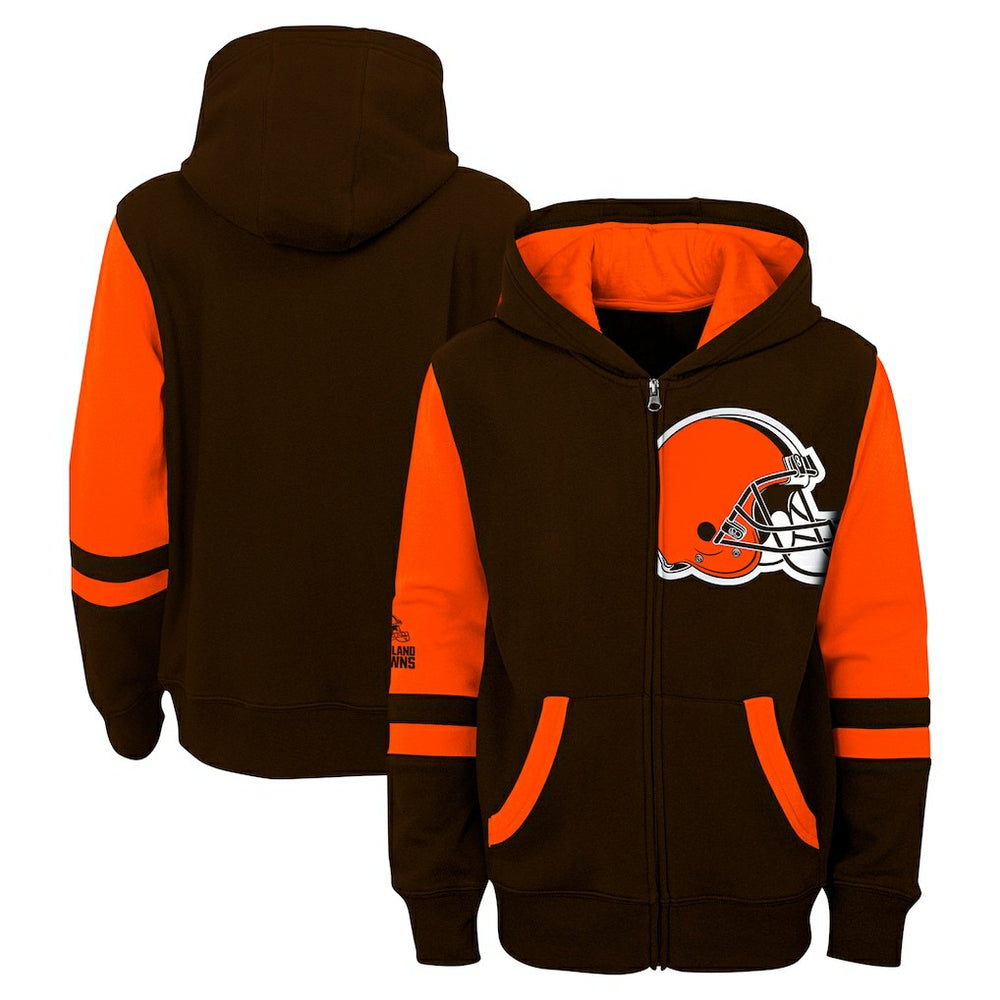 Cleveland Browns Youth Stadium Color-Block Full-Zip Hoodie Brown - NFL