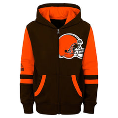 Cleveland Browns Youth Stadium Color-Block Full-Zip Hoodie Brown - NFL