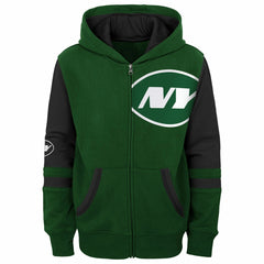 New York Jets Youth Stadium Color-Block Full-Zip Hoodie Green - NFL