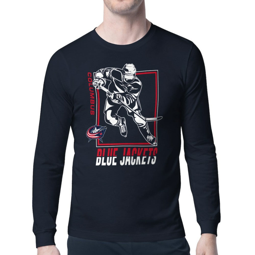 Columbus Blue Jackets - Starter Player Grid Long Sleeve T-Shirt Navy