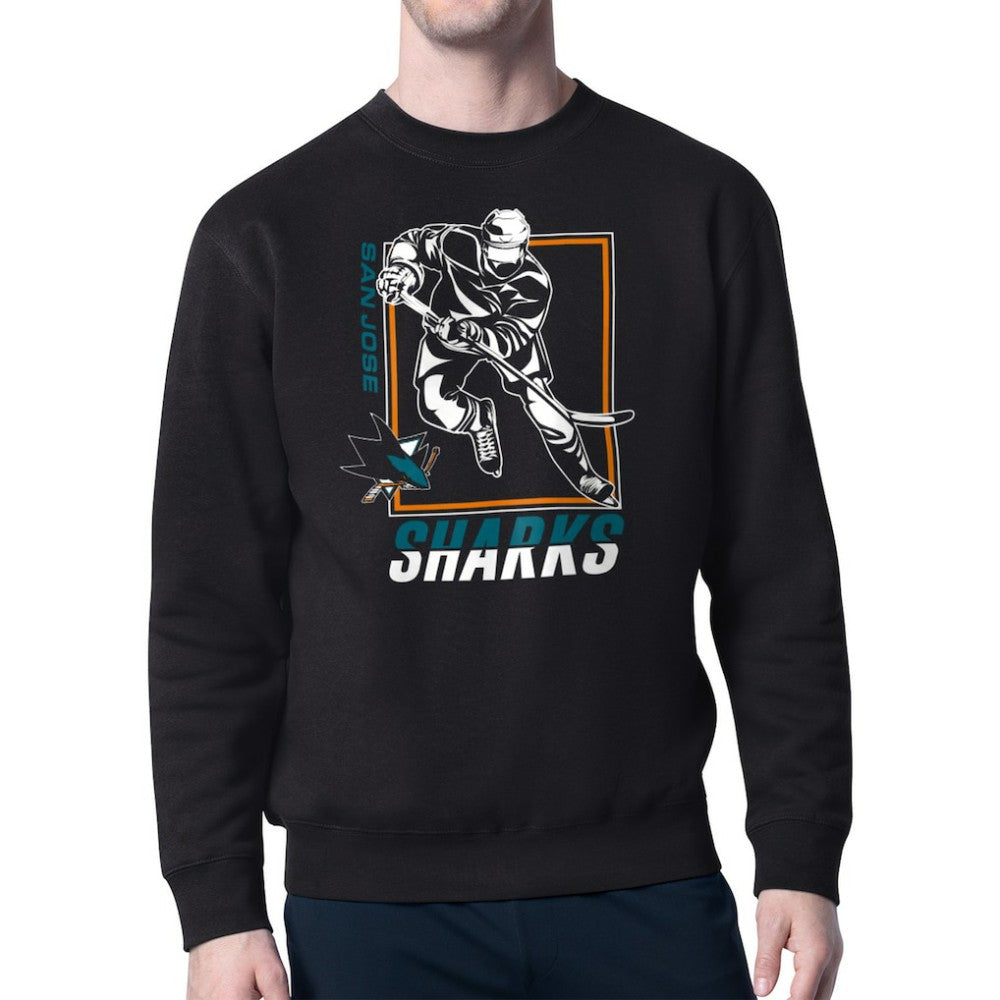 San Jose Sharks - Starter Player Grid Fleece Pullover Sweatshirt Black