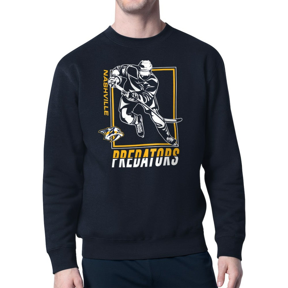 Nashville Predators - Starter Player Grid Fleece Pullover Sweatshirt Navy