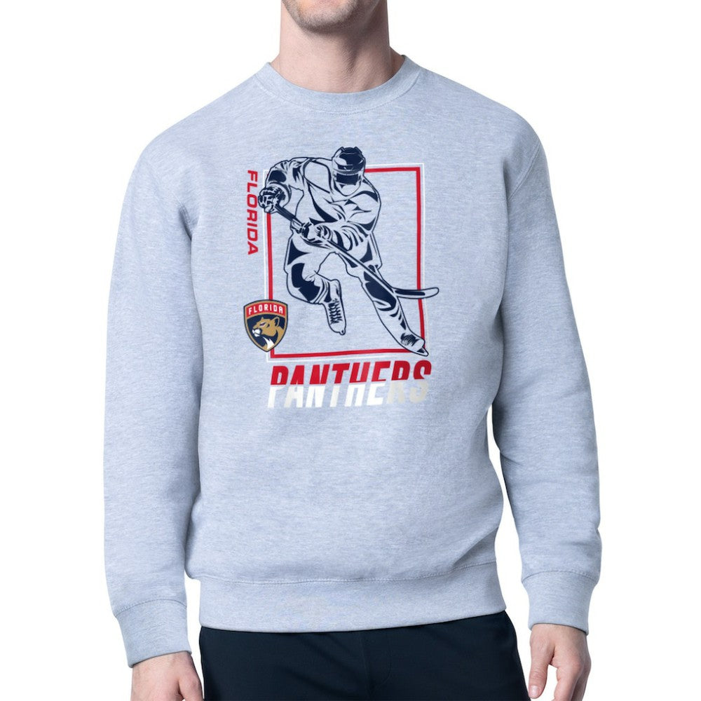 Florida Panthers - Starter Player Grid Fleece Pullover Sweatshirt Heather Gray