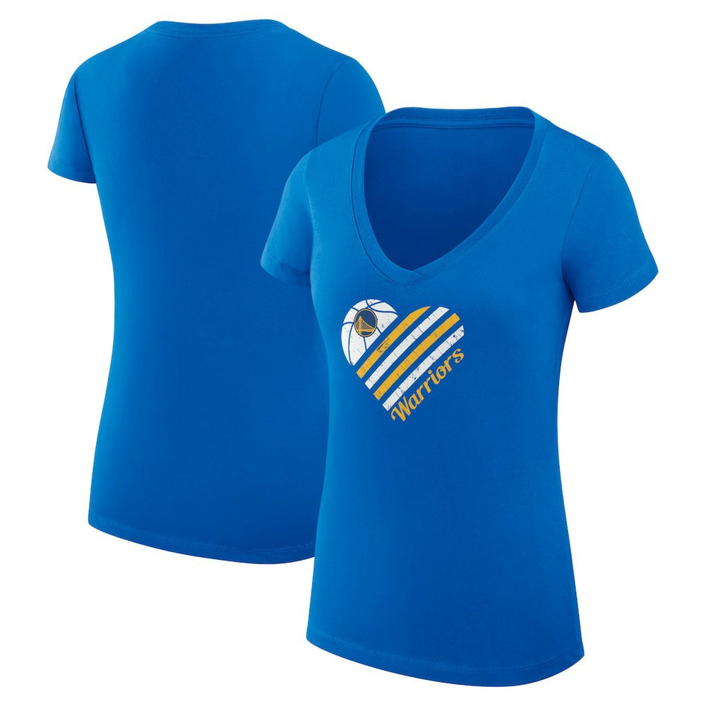 NBA - Golden State Warriors G-III 4Her by Carl Banks Women's Super-Slim Fit Lightweight Heart V-Neck T-Shirt - Royal