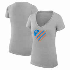 NBA - Oklahoma City Thunder G-III 4Her by Carl Banks Women's Super-Slim Fit Lightweight Heart V-Neck T-Shirt - Heather Gray