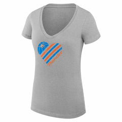 NBA - Oklahoma City Thunder G-III 4Her by Carl Banks Women's Super-Slim Fit Lightweight Heart V-Neck T-Shirt - Heather Gray