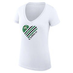 NBA - Boston Celtics G-III 4Her by Carl Banks Women's Super-Slim Fit Lightweight Heart V-Neck T-Shirt - White