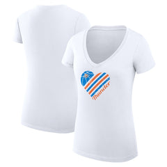NBA - Oklahoma City Thunder G-III 4Her by Carl Banks Women's Super-Slim Fit Lightweight Heart V-Neck T-Shirt - White