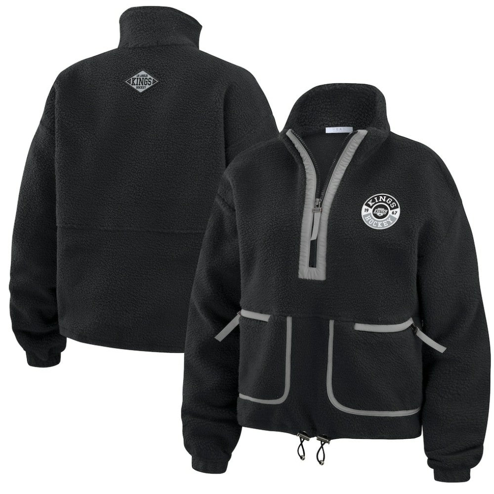 Los Angeles Kings - WEAR by Erin Andrews Women's Polar Fleece Half-Zip Jacket Black