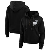 Los Angeles Kings - WEAR by Erin Andrews Women's Waffle-Knit Pullover Hoodie Black