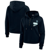 Seattle Kraken WEAR by Erin Andrews Women's Waffle-Knit Pullover Hoodie Deep Sea Blue