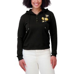 Pittsburgh Penguins WEAR by Erin Andrews Women's Waffle-Knit Pullover Hoodie Black