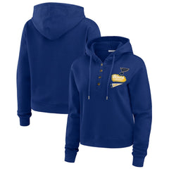 St. Louis Blues - WEAR by Erin Andrews Women's Waffle-Knit Pullover Hoodie Blue