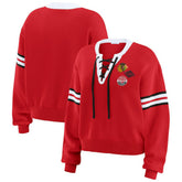 Chicago Blackhawks WEAR by Erin Andrews Women's Cropped Lace-Up Sweater Red