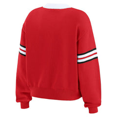 Detroit Red Wings - WEAR by Erin Andrews Women's Cropped Lace-Up Sweater Red