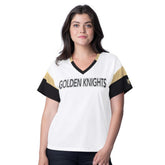 Vegas Golden Knights G-III 4Her by Carl Banks Women's Rink Oversized Rhinestone V-Neck T-Shirt White
