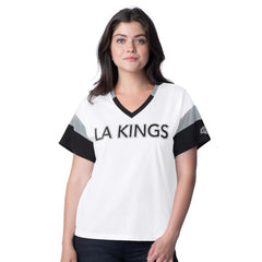 Los Angeles Kings - G-III 4Her by Carl Banks Women's Rink Oversized Rhinestone V-Neck T-Shirt White