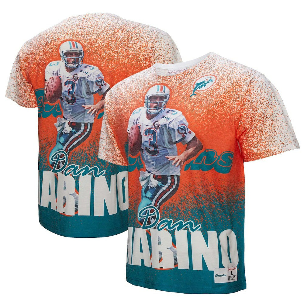 Dan Marino Miami Dolphins Burst Retired Player T-Shirt White - Mitchell & Ness