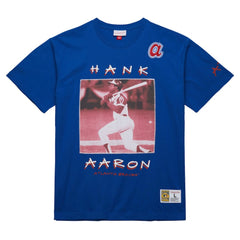 Hank Aaron Atlanta Braves Mitchell & Ness Cooperstown Collection Heavyweight Premium Player Vintage Logo T-Shirt for sale