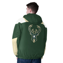 NBA - Milwaukee Bucks Starter Charger Half-Zip Pullover Jacket- Hunter Green/Cream