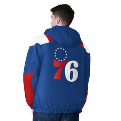 NBA - Philadelphia 76ers Starter Charger Half-Zip Pullover Jacket- Royal/Red