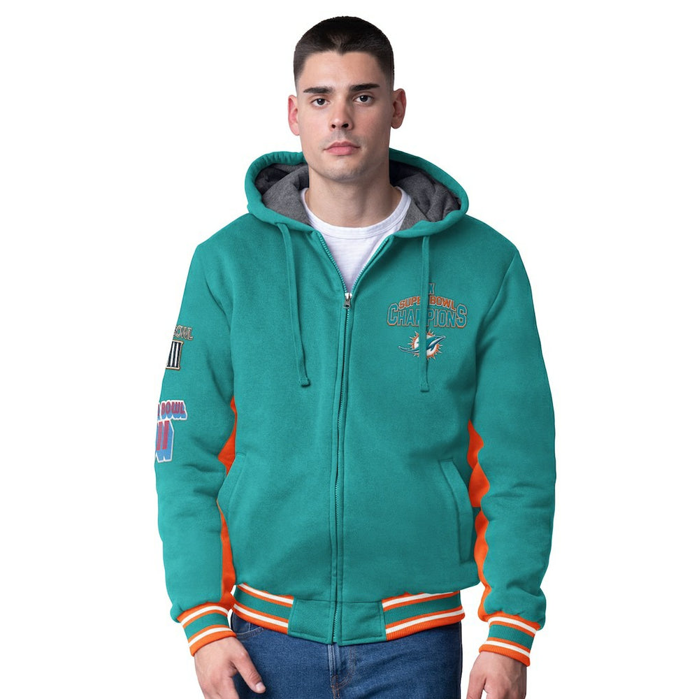 Miami Dolphins G-III Extreme No Huddle Commemorative Full-Zip Hoodie Jacket Aqua - NFL