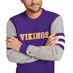 Minnesota Vikings Tommy Hilfiger Acrylic Crewneck Pullover Sweater Purple/Heather Gray - NFL