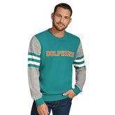 Miami Dolphins Tommy Hilfiger Acrylic Crewneck Pullover Sweater Aqua/Heather Gray - NFL