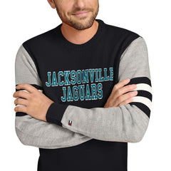 Jacksonville Jaguars Tommy Hilfiger Acrylic Crewneck Pullover Sweater Black/Heather Gray - NFL