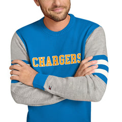 Los Angeles Chargers Tommy Hilfiger Acrylic Crewneck Pullover Sweater Powder Blue/Heather Gray - NFL